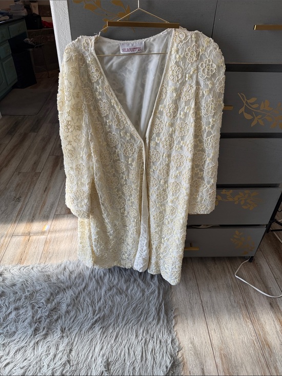 Silhouette Jackets & Blazers - Silhouette Cream Lace Beaded Evening Jacket